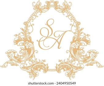 Wedding crest monogram vector illustration