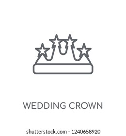 wedding Crown linear icon. Modern outline wedding Crown logo concept on white background from Birthday party and wedding collection. Suitable for use on web apps, mobile apps and print media.