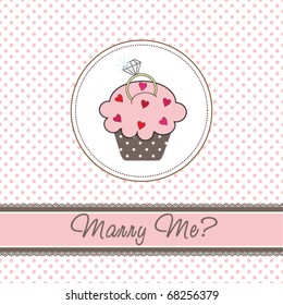 Wedding cupcake card with a ring