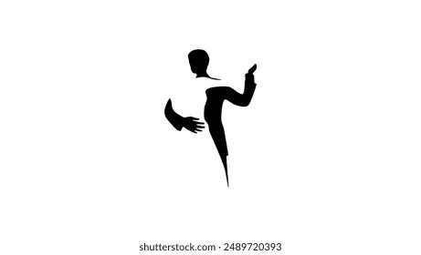 Wedding dance, Black isolated silhouette