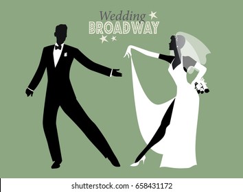 Wedding Dance. Bride and groom dancing Broadway style