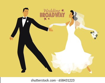Wedding Dance. Bride and groom dancing Broadway style