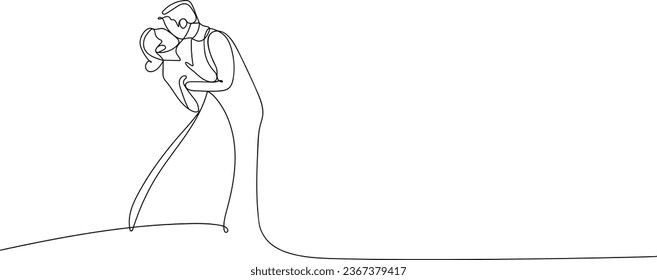 The Wedding Dance Line Art, The first dance of Wedding Pair.