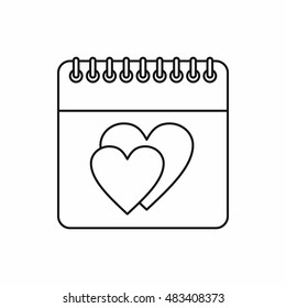 Wedding date day on calendar icon in outline style isolated on white background vector illustration