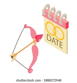 Wedding date icon. Isometric illustration of wedding date vector icon for web