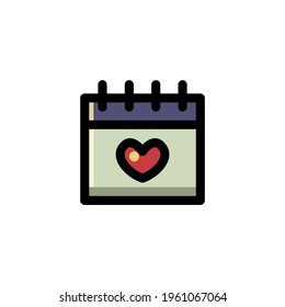 Wedding Date Outline Icon Vector Illustration
