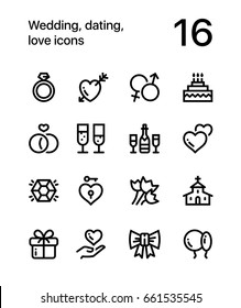 Wedding, dating, love icons for web and mobile design pack 1