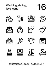 Wedding, dating, love icons for web and mobile design pack 2