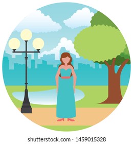 wedding day bride in the outdoors vector illustration