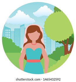 wedding day bride in the outdoors vector illustration