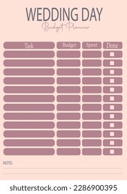 Wedding day budget planner for event. This planner is for the people who wants to track their expenses.  