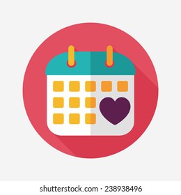 wedding day calendar flat icon with long shadow, eps10