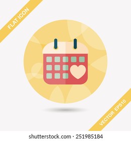 wedding day calendar flat icon with long shadow,eps10