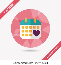 wedding day calendar flat icon with long shadow,eps10