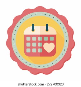 wedding day calendar flat icon with long shadow,eps10