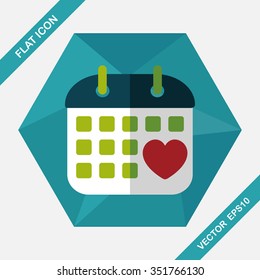 wedding day calendar flat icon with long shadow,eps10