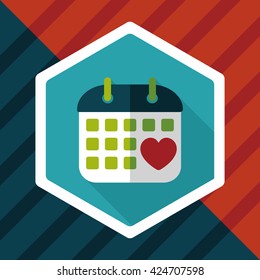 wedding day calendar flat icon with long shadow,eps10