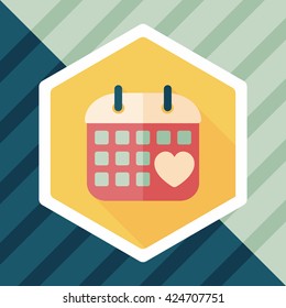 wedding day calendar flat icon with long shadow,eps10