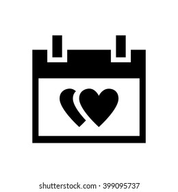 Wedding day calendar. Vector icon. Black and white illustration.
