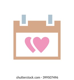Wedding day calendar. Vector icon. Color illustration.