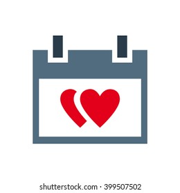 Wedding day calendar. Vector icon. Color illustration.