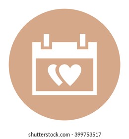Wedding day calendar. Vector icon. Color illustration.