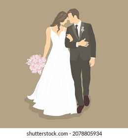 composición del día de la boda con ilustración del vector novio y novia