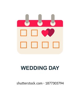 Wedding Day flat icon. Color simple element from wedding collection. Creative Wedding Day icon for web design, templates, infographics and more