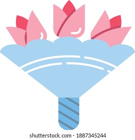 Wedding Day Flower Bouquet Vector Color Line Icon Concept, Love and romance symbol on white background