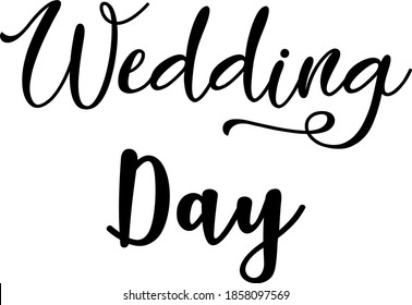 wedding day hand written text vector 