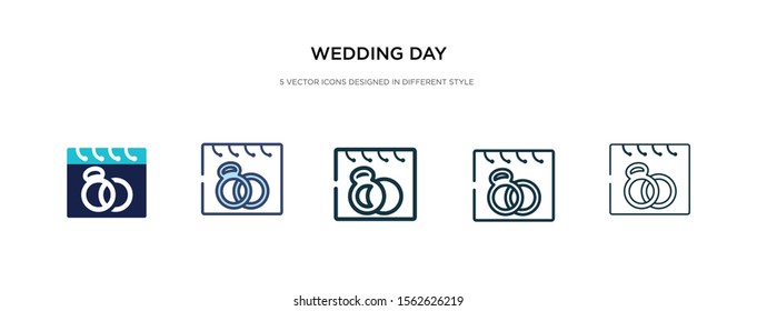 wedding day icon in different style vector illustration. two colored and black wedding day vector icons designed in filled, outline, line and stroke style can be used for web, mobile, ui