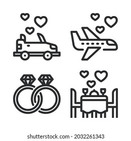 wedding day icons set. Perfect for website mobile app, app icons, presentation, illustration and any other projects.