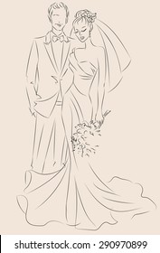 Wedding Day invitation with sweet couple vector illustration