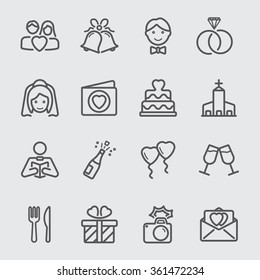 Wedding day line icon