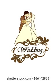 Wedding day. newlyweds. Vector