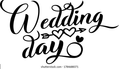 Wedding day quote. Wedding ring vector