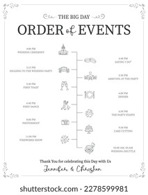 Wedding Day timeline - vector infographic template