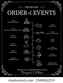 Wedding Day timeline - vector infographic template