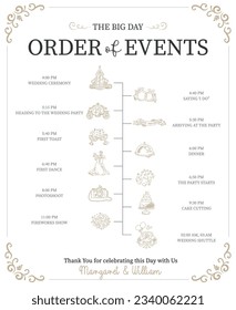 Wedding Day timeline - vector infographic template