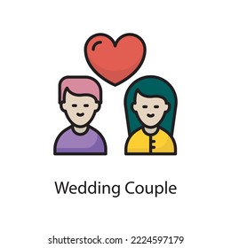 Ilustración de diseño de iconos de esquema rellenado por el vector del día de la boda. Símbolo de amor en el archivo EPS 10 de fondo blanco