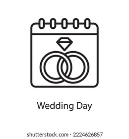 Ilustración de diseño de iconos de esquema del vector del día de boda. Símbolo de amor en el archivo EPS 10 de fondo blanco