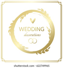 Wedding decoration border. Hand drawn branch. Vector illustration with isolated objects