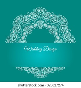 Wedding decoration card invitation. Decorative pattern color blue for the holidays, wedding, birthday vector