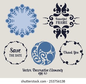 wedding decoration elements, classic graphic set, vector illustration