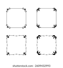 Wedding decorative elements. Divider ornament, borders, vintage line separators. Hand drawn vector illustration isolated on white background