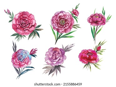 	Wedding decorative flowers set design illustration