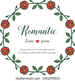 Wedding design card romantic with element of red flower frame. Vector