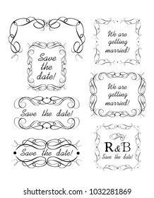 Wedding design with decorative frames, headers and vignette