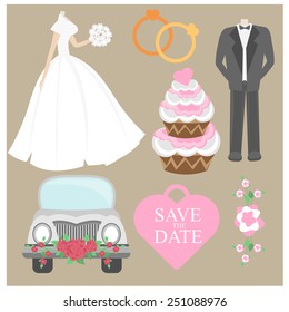 wedding design element set vector