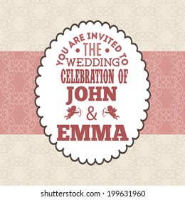 Wedding design over beige background, vector illustration